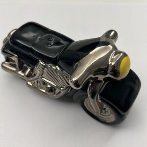 Motorcycle Salt Shaker Clay Art Black and Silver